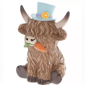 Highland Cow Wearing Top Hat Figurine